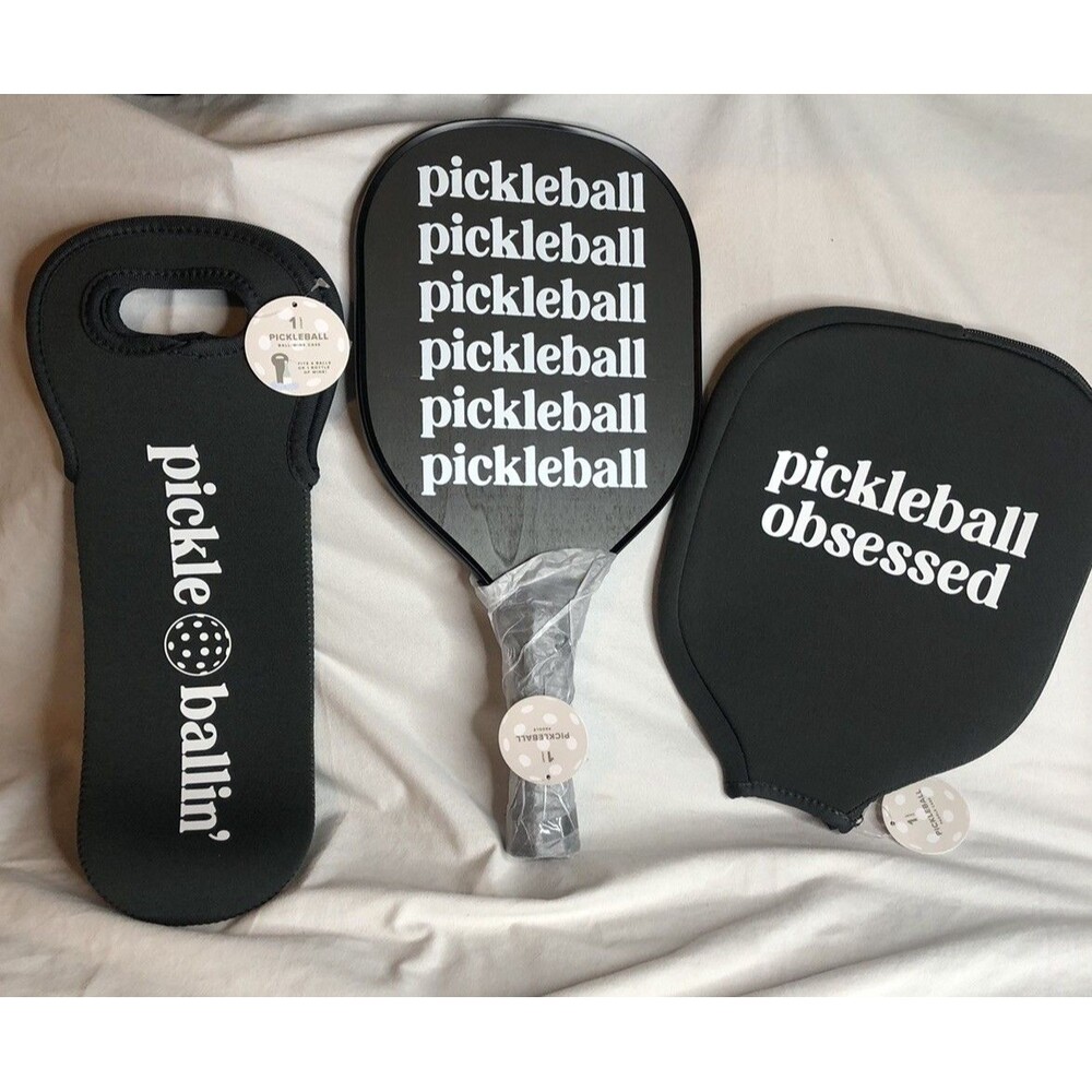 Target Bullseye PICKLEBALL OBSESSED Neoprene Paddle & Case Cover 3 Pc Set NEW